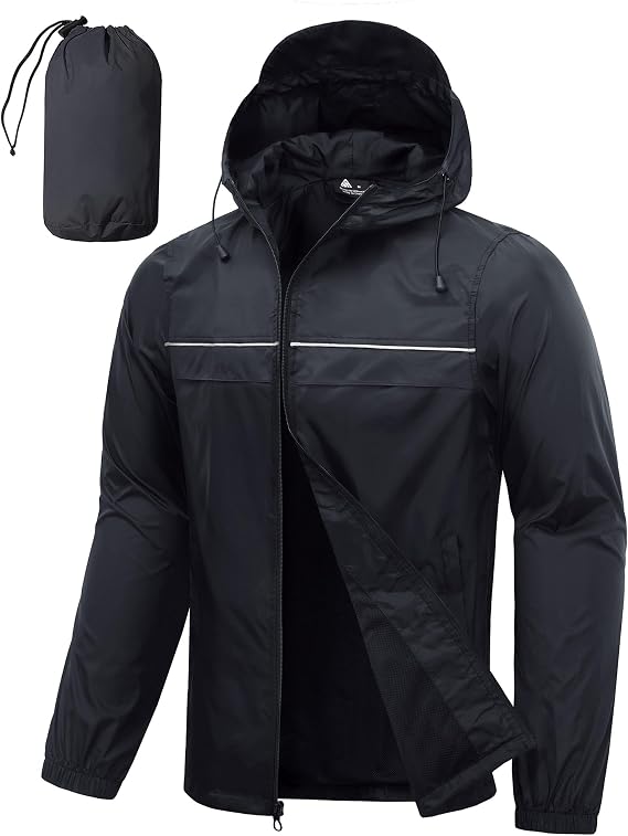 SWISSWELL Mens Rain Jacket & Coats Packable Lightweight Waterproof Rain Shell Hooded for Golf Travel Hiking