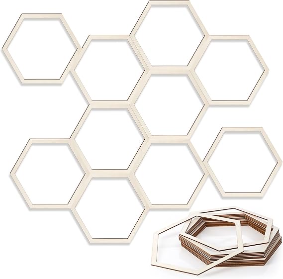 Gerrii 24 Pcs Honeycomb Decorations Hexagon Wood Hive Decor, 5.8 Inch