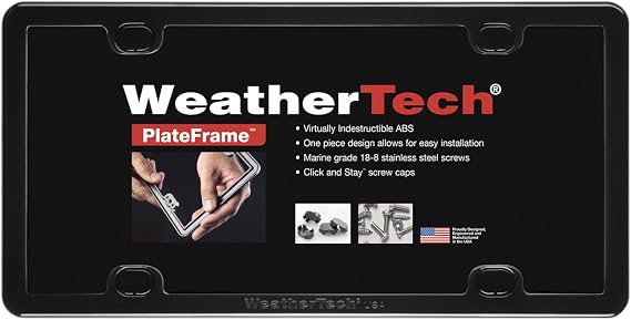 WeatherTech PlateFrame, Weather-Resistant Low Profile Protective License Plate Frame- Black (No Cover)