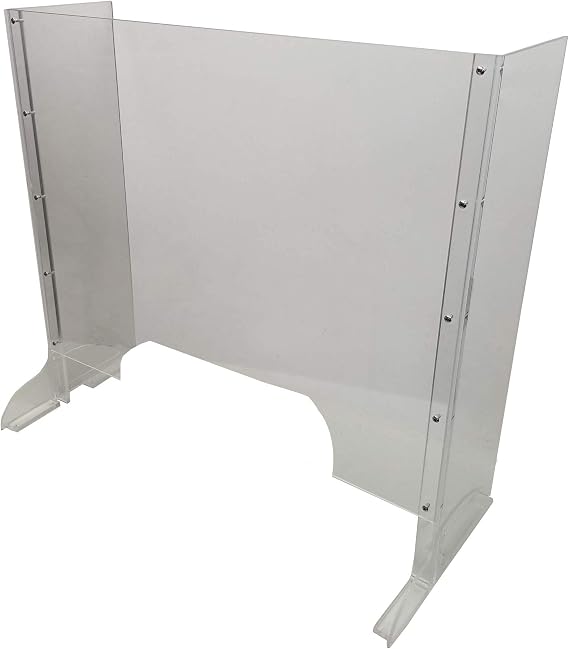 Cashier Protection Sneeze Guard at Convenience Store Checkout Counter (28x30) larger pass thru