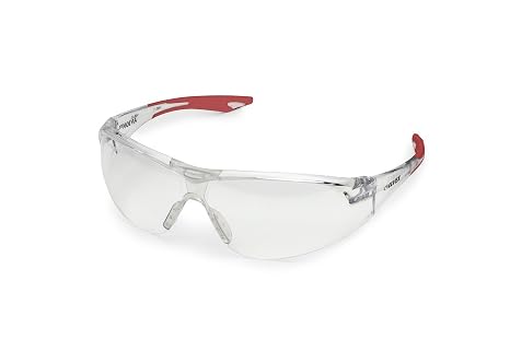 Delta Plus R-SG-18C Avion Safety Glasses, Clear Lens with Red Temple Tips, One Size
