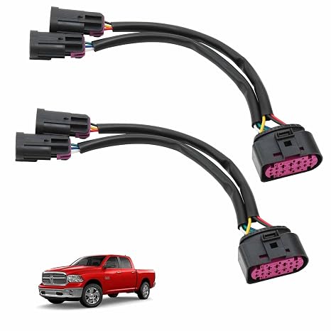 2PCS Quad Housing to Projector Headlight Compatible with 2009-2018 Dodge Ram Headlight Conversion Harnesses