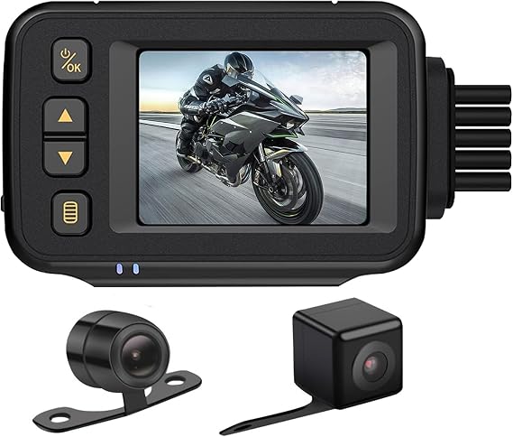 OBEST Motorcycle Camera, Motorcycle Dash Cam 720P Dual AHD Front Rear with 2'' IPS Screen, G-Sensor Parking Mode Loop Recording Bike Cycle Driving Recorder (Ultra Waterproof)
