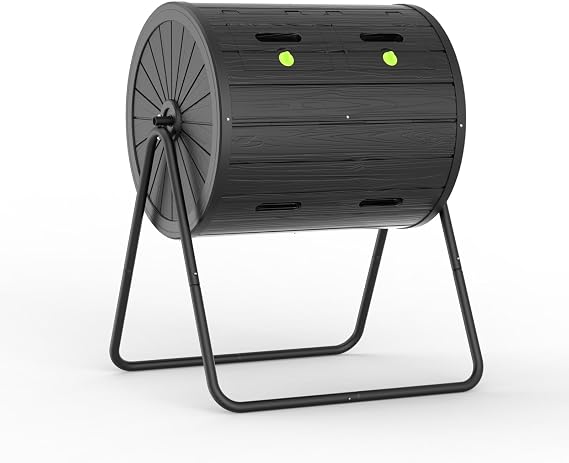 142L/37.5 Gal Single-Chamber Rolling Compost Tumbler Durable Polypropylene Resin, UV Protected & Weatherproof, Easy to Clean & Assemble,