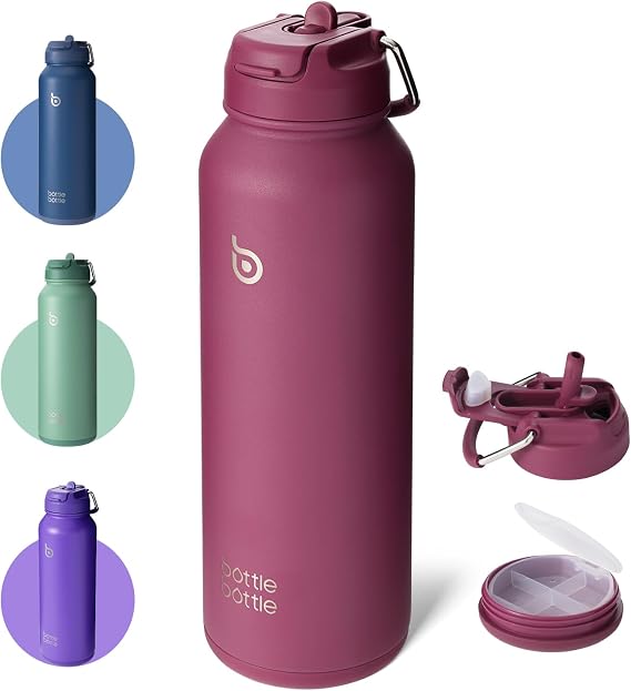 BOTTLE BOTTLE 40 oz Sports Water Bottle with Pills Holder
