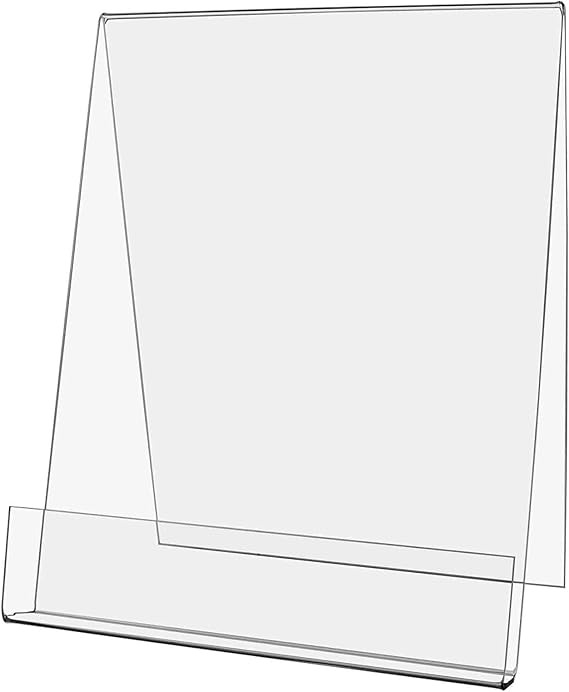Marketing Holders 10 Pack Easel Display Holder 8.5" x 11" Holds Printed Materials Clear Acrylic Counter J Stand for Art Galleries and Museums