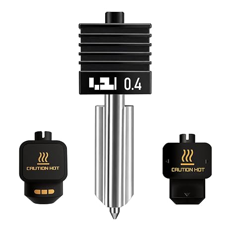 0.4mm Hardened Steel Integrated Hotend Nozzle Compatible with Bambu Lab X2D P2S H2S H2D, All-Metal Quick Swap Print Head, High Precision Detail Printing, Includes 2 Silicone Socks