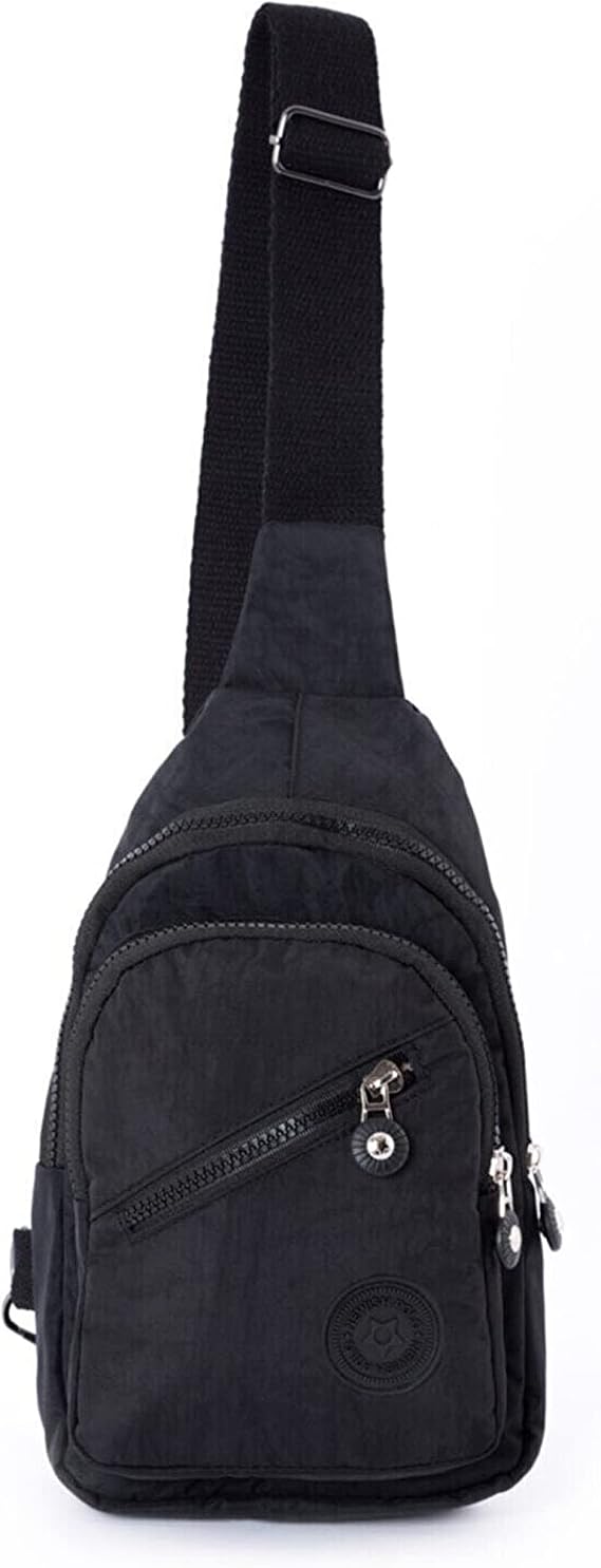 Av A Dos Unisex Black Waterproof Crinkle Cross Strap Waist Shoulder Bag Chest Travel Daily Bodybag