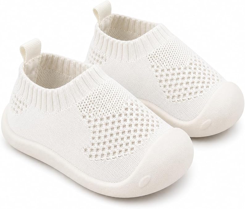 Baby First-Walking Shoes 1-4 Years Kid Shoes Trainers Toddler Infant Boys Girls Soft Sole Non Slip Cotton Canvas Mesh Breathable Lightweight TPR Material Slip-on Sneakers Outdoor