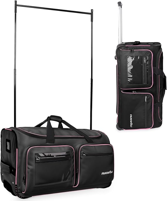 Fanwoli 23" Dance Bag with Garment Rack | Upgraded Stable System & Fabric | More Lightweight & Wear-Resistant | Ideal Competition Rolling Duffle Bag