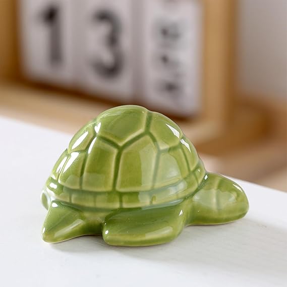 Ceramic Sea Turtle Figurine for Aquarium Decor, Penjing Rockery Scenery, Miniature Garden & Coastal Home Accent (Seaweed Green)