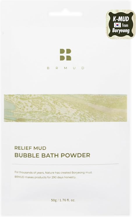 BRMUD Relief Mud Bath Powder | Hypoallergenic Mud Powder Bubble Bath w/ 98% Nature-Derived Ingredients | Moisturizing & Foaming Bath Oil Control for All Skin Types (Pack of 1, 1.76 oz)