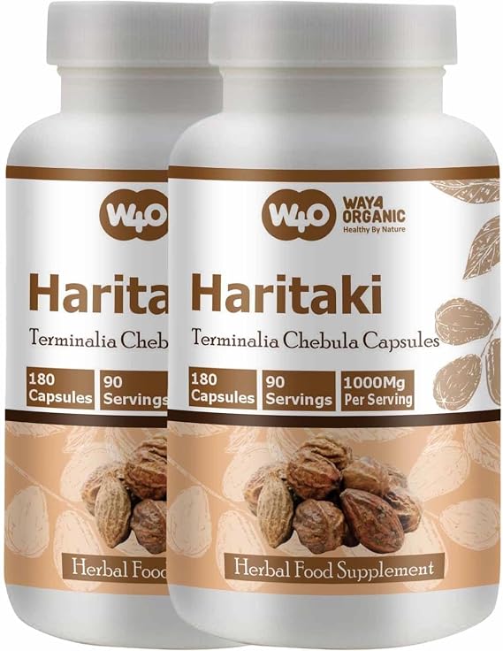 Haritaki Capsules Terminalia Chebula, 180 Pills, 90 Servings, 1000 mg. Pack of 2.