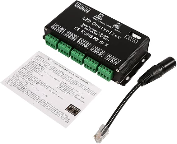 DMX LED Decoder, Black LED Controller, RGB LED Controller DMX Decoder Driver Strip Module 6 Channel DMX512 / 1990 LED Lighting Controller RGB Light
