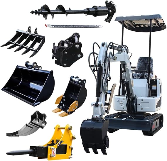 1.2 Ton Mini Excavator 90% Pre-Assembled w/ 9 Attachments, 13.5HP B&S Gas Engine, Digger Machine for Courtyard Greening DIY, Unloading Included, with 12 Months Parts Replacement Service