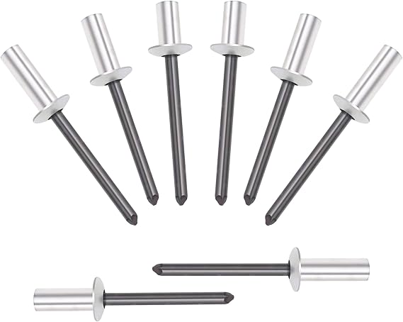 ALLCLEAN 120Pcs 3/16" x 1/2" Closed End Aluminum Blind Rivets with Steel Mandrel,4.8 x 12mm Pop Rivets Dome Head Grip 0.376-0.5 Inch