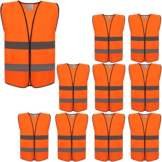 zojo High Visibility Reflective Safety Vest 10 Pack Bulk