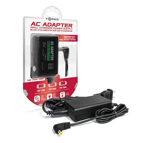 Tomee AC Adapter for Sony PSP 1000/2000/3000 | PSP Charger, Replacement Power Cord, Universal Travel-Friendly Power Supply