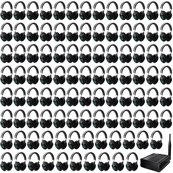 Silent Disco Headphone System- 150pcs Wireless LED Flashing Light Headphones with Transmitter and 500m Range, Ideal for Yoga, Private Silent Movie Parties, Garden Event, Fitness, and More