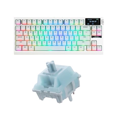 EPOMAKER Creamy Jade 45gf Gaming Keyboard Switches+G84 PRO Wireless Gaming Keyboard with Screen&Knob