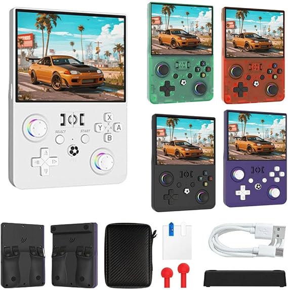 for R36MAX II Retro Handheld Game Console, 4.5 Inch IPS HD Screen Portable Retro Game-Console, 1.5GHz CPU Support 30+ Emulator Console Video Game-Console, 4000mAh (White 64G)