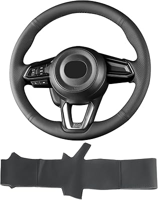 Hand Sewn Microfiber Leather Steering Wheel Cover on Wrap,Fit for 2017 2018 Mazda 32017-2020 Mazda CX-5 Mazda 62016-2020 CX-92018 2019 2020 CX-3