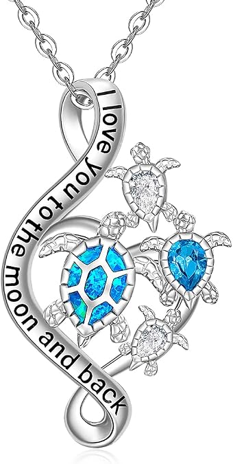 Fenthring Turtle Necklace S925 Sterling Silver Infinity Pendant for Women
