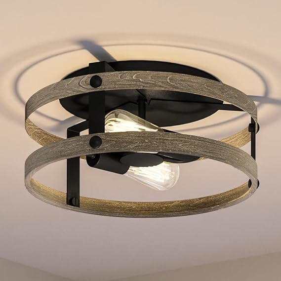 Urban Ambiance Luxury Farmhouse Ceiling Light, Medium Size: 6.5''H x 14.375''W, with Modern Farmhouse Style Elements, Charcoal Finish, UHP4041, Adelaide Collection