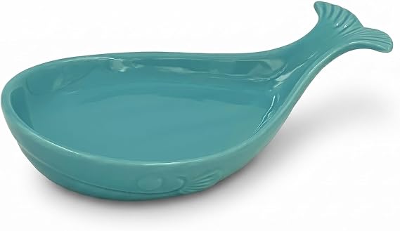 Ceramic Whale Spoon Rest - Fish Spoon Rest for Stove Top (Aqua Blue)