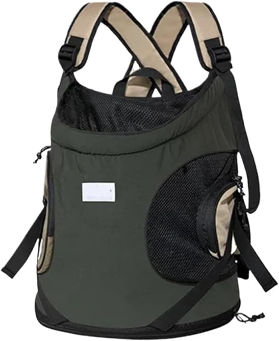 Chest-Front Pet Backpack Carrier for Dogs and Cats | Breathable front-wear shoulder bag with mesh panels and adjustable chest straps.(Buckwheat Grey)