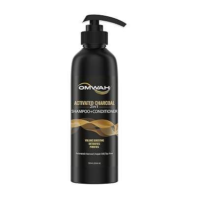 OMWAH 2 In 1 Shampoo  Conditioner Infused with Activated Charcoal, Argan Oil, and Tea Tree 23.66 oz
