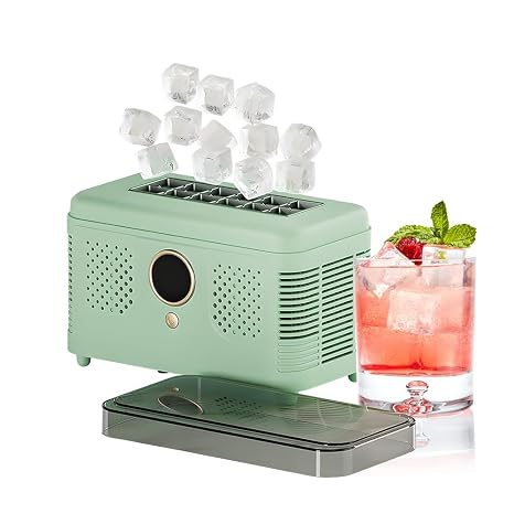 Portable Ice Maker, Fast Ice Making, Quiet, Energy-Efficient, with Ice-Cubes Detachment Rack and Removable Top Cover, Ice Makers Countertop for Home, Office, Parties, Camping, Travel
