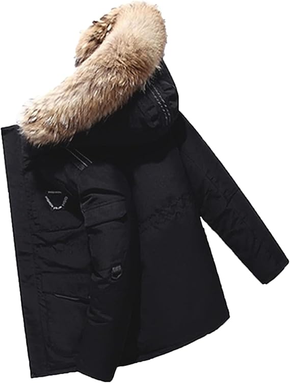 Jacket Men's Down Jacket Big Goose Autumn and Winter Thickened Coat Canada Style Warm Snow Coat(Black,Large)