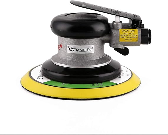 6" Professional Air Random Orbital Palm Sander with 1pc 6" Backup Plate, Heavy Duty Dual Action Pneumatic Sander Silver