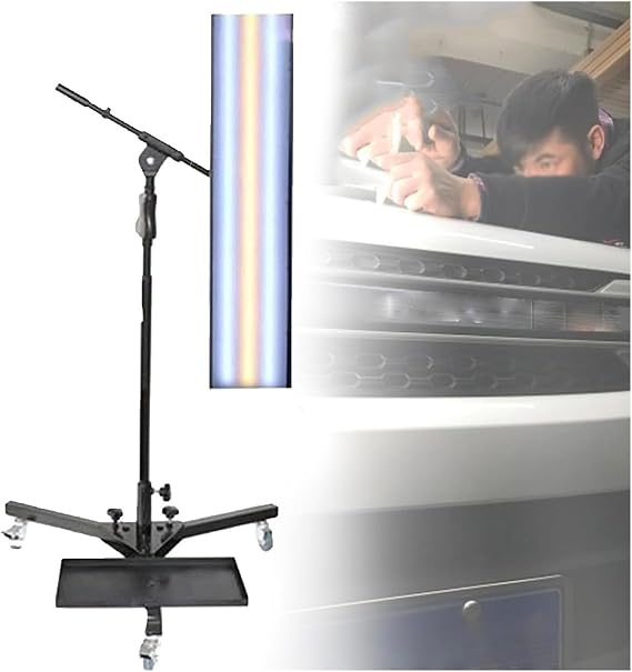 Paintless Dent Removal Tool Kit - 3-Stage LED PDR Light Board with Adjustable Stand & Wheels for Auto Body Dent Repair and Detection