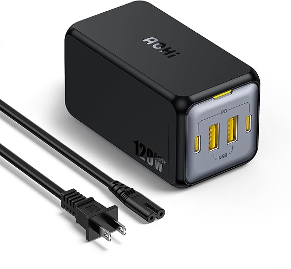 Aohi Magcube 4 Port Desktop USB Charging Station, GaN+ 120W Fast Charger