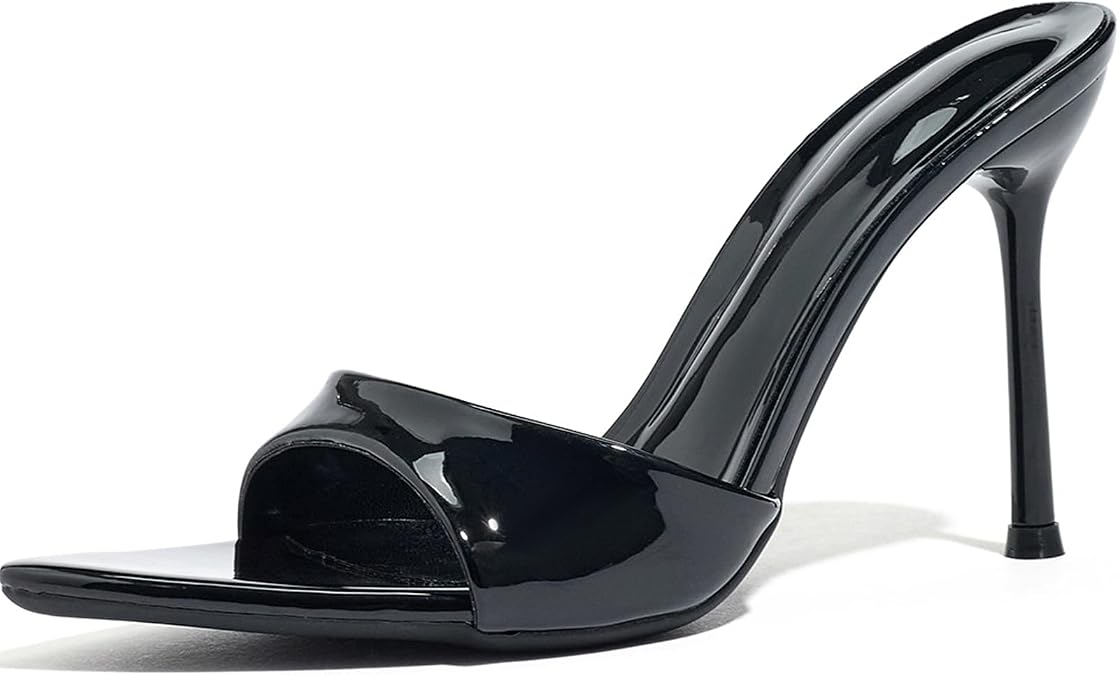 Women'S Pointed Open Toe Stiletto High Heels Dress Mules Sexy Leather Slip On Slingback Backless Heeled Slide Sandals Party Wedding Daily Dress Pumps