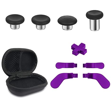 Metal Replacement Thumbsticks for Xbox Elite Controller Series 2 Core,Component Pack Includes 4 Swap Magnetic Joysticks,4 Paddles,1 Standard D-Pads, Accessories Parts for Xbox One Elite 2 (Purple)