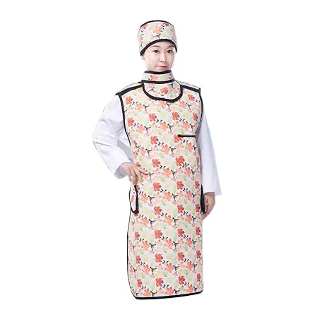 Radiation Resistant Lead Apron with Thyroid Shield and Lead Cap for X-ray Use, Lightweight Lead Gown, 3 Sizes(0.5mmpb,100x60cm)