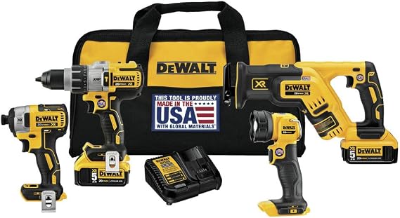 DEWALT 20V MAX* XR Cordless Drill Combo Kit 4 Tools DCK494P2
