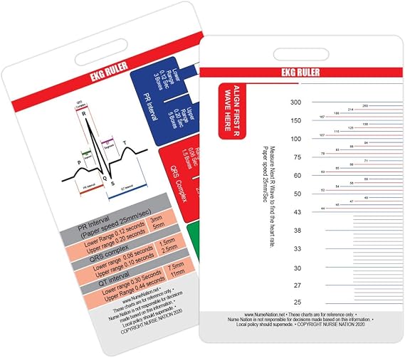 EKG Ruler Vertical Badge Card Tool - ECG and Electrocardiogram Ruler - Excellent Resource for EKG Techs, EMT, Cardiology Tech, Nurses, or Other Healthcare Professionals
