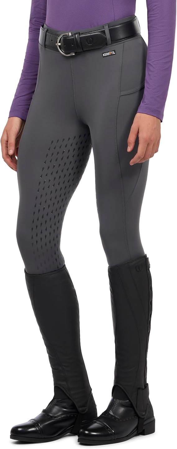 Kerrits Women's Coolcore Full Leg Grip Horse Riding Tights | High-rise, Compression, Moisture Wicking, Cooling Equestrian Leggings, Silicone Grip, Pockets