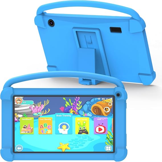 7 Inch Kids Tablet, Quad Core Android Toddler Tablets, Children Tablet with 32GB Storage, 4GB RAM, WiFi, Bluetooth, Dual Camera, Educationl, Games, Parental Control, Kids Software Pre-Installed.