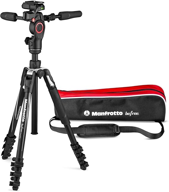 Manfrotto Befree 3-Way Live Advanced Tripod Kit, Tripod and Fluid Head in Aluminum for Cameras and Camcorders up to 6 kg, Ultra-Compact, Photography Accessories for Content Creation, Photo and Video
