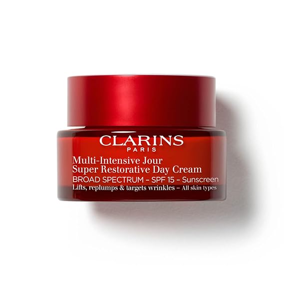 CLARINS Super Restorative Day Cream, Broad Spectrum SPF 15 Sunscreen | Anti-Aging Moisturizer For Mature Skin Weakened By Hormonal Changes | Replenishes, Illuminates & Densifies Skin|Targets Wrinkles