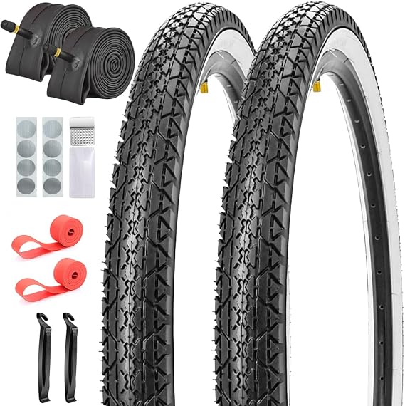 2 Pack 24"/ 26"x2.125" Inch Cruiser Beach Bike Tires and Tubes or Without Tubes 24"/ 26"x1.75"/2.125" with 32mm AV Valves with or Without 8 Patches Kit Compatible with 26 Inch Bicycle Tires