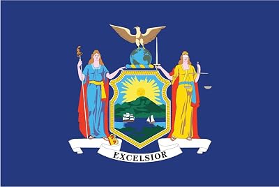 2-Pack New York State Flag Decal Sticker | 5-Inches by 3-Inches | Premium Quality Vinyl | PD338