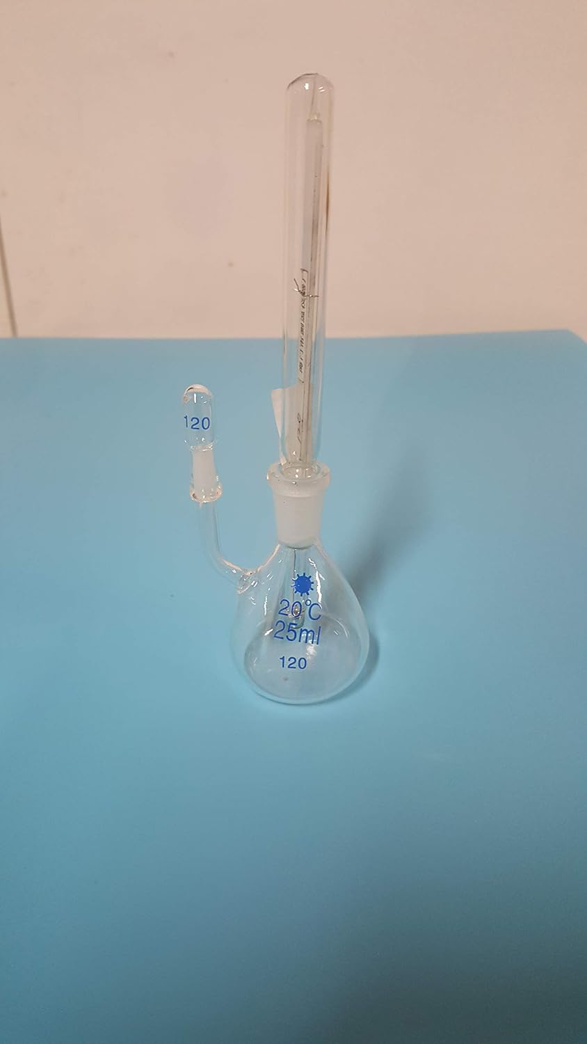 beyondsupply-Lab Glass Specific Gravity Bottle Pycnometer 50ml Thermometer New