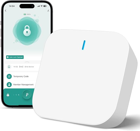 Smart WiFi Gateway for Remote Control, Bluetooth Gateway Smart Hub Compatible with Smart Life/Tuya App, Smart Bridge for Smart Key Lock Box/Smart Door Lock
