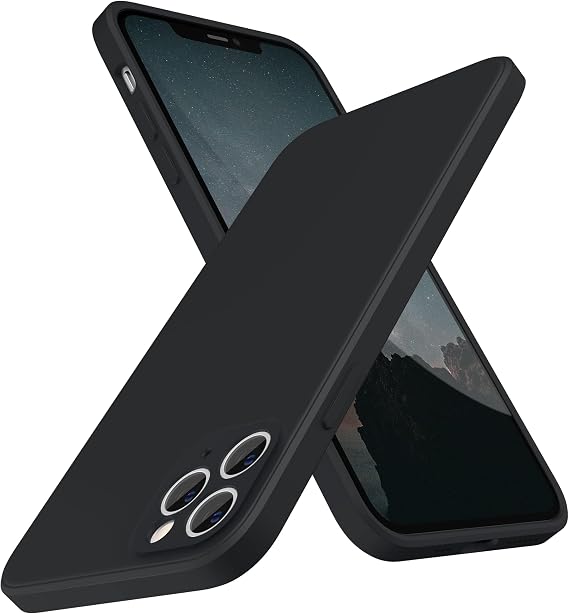 SURPHY Design for iPhone 11 Pro Case with Camera Protection, Straight Edges Liquid Silicone Phone Case for iPhone 11 Pro 5.8 inches, Black